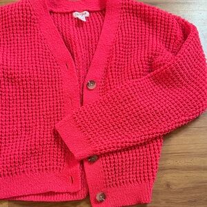 Cat & Jack Bright Red Waffle-Knit Button Cardigan